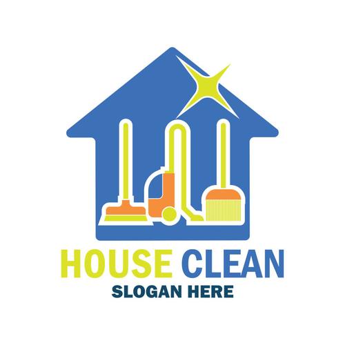 矢量清洗服务标志图片-创意矢量房屋清洁主题标志设计素材-高清图片